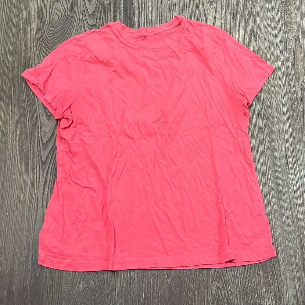 A New Day Tee Shirt Short Sleeves Crew Neck Casual Minimalist Pullover Pink L